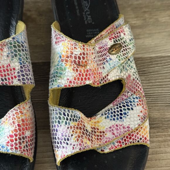 Flexus Women’s Multicolor Leather Comfort Slide Sandals Size 37 EU / 6.5 US - Picture 3 of 8